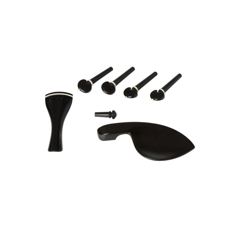 Kit Coração para Violino 4/4 em Ébano com 7 Peças e Pino Colar Branco - DAC8310
